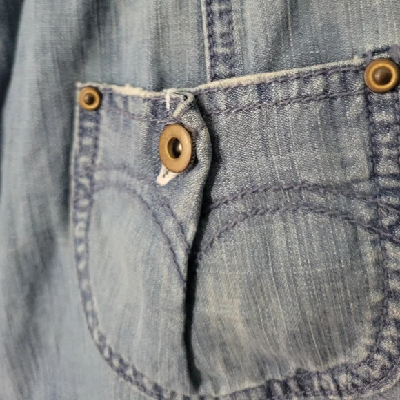 Y2K Levi's Strapless Cotton Denim Button Down Midi Length Dress - Picture 9 of 15